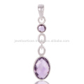 Stilvolle Schmuck Natürliche Amethyst Cut Edelstein Handgefertigte 925 Silber Anhänger